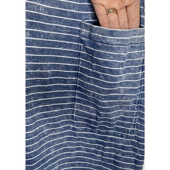 Rag & Bone Cotton Racerback Tank Top Tunic Blue White Stripe Nautical Acidwash M - Picture 5 of 8